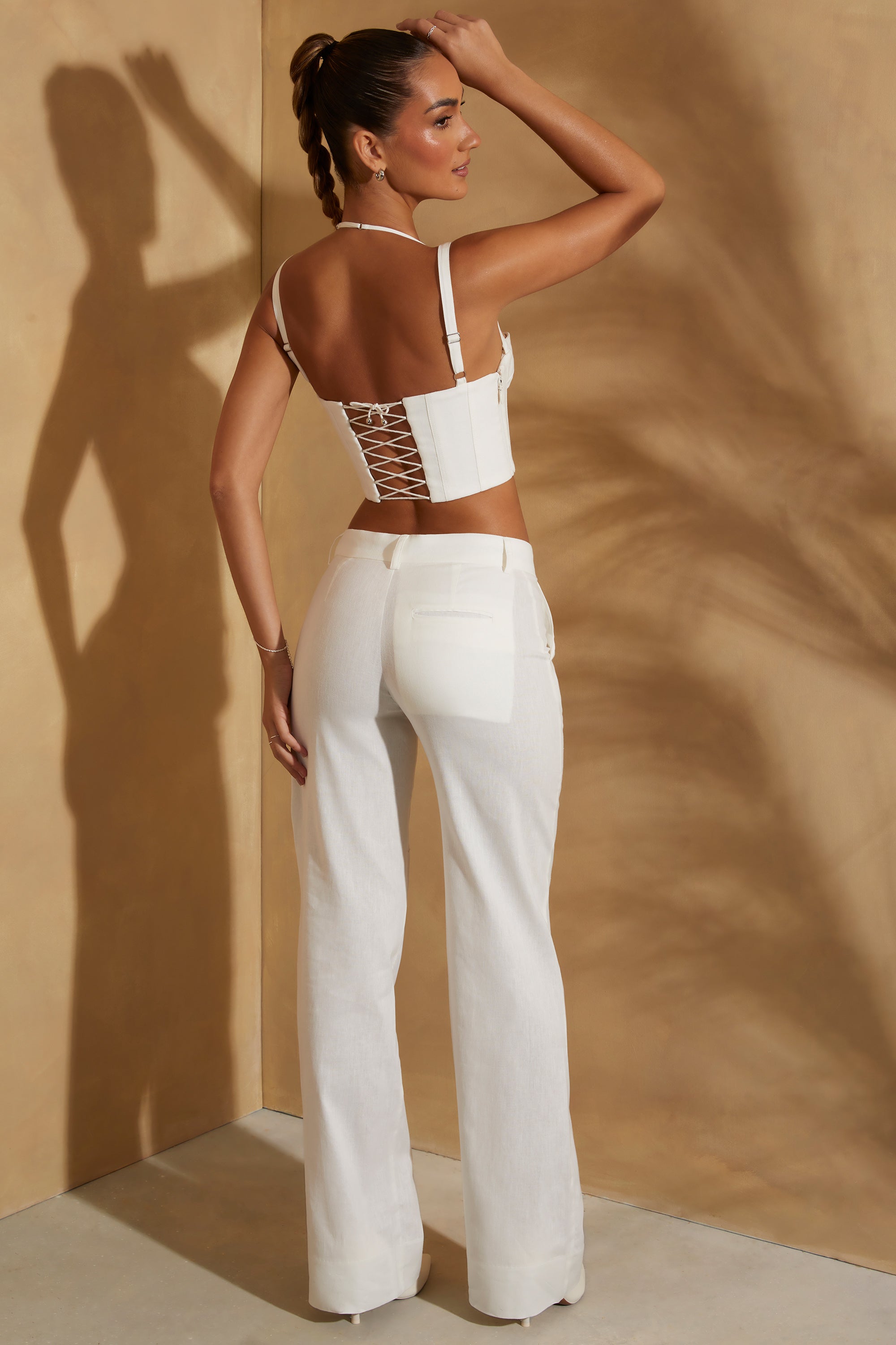 Tall white linen on sale pants