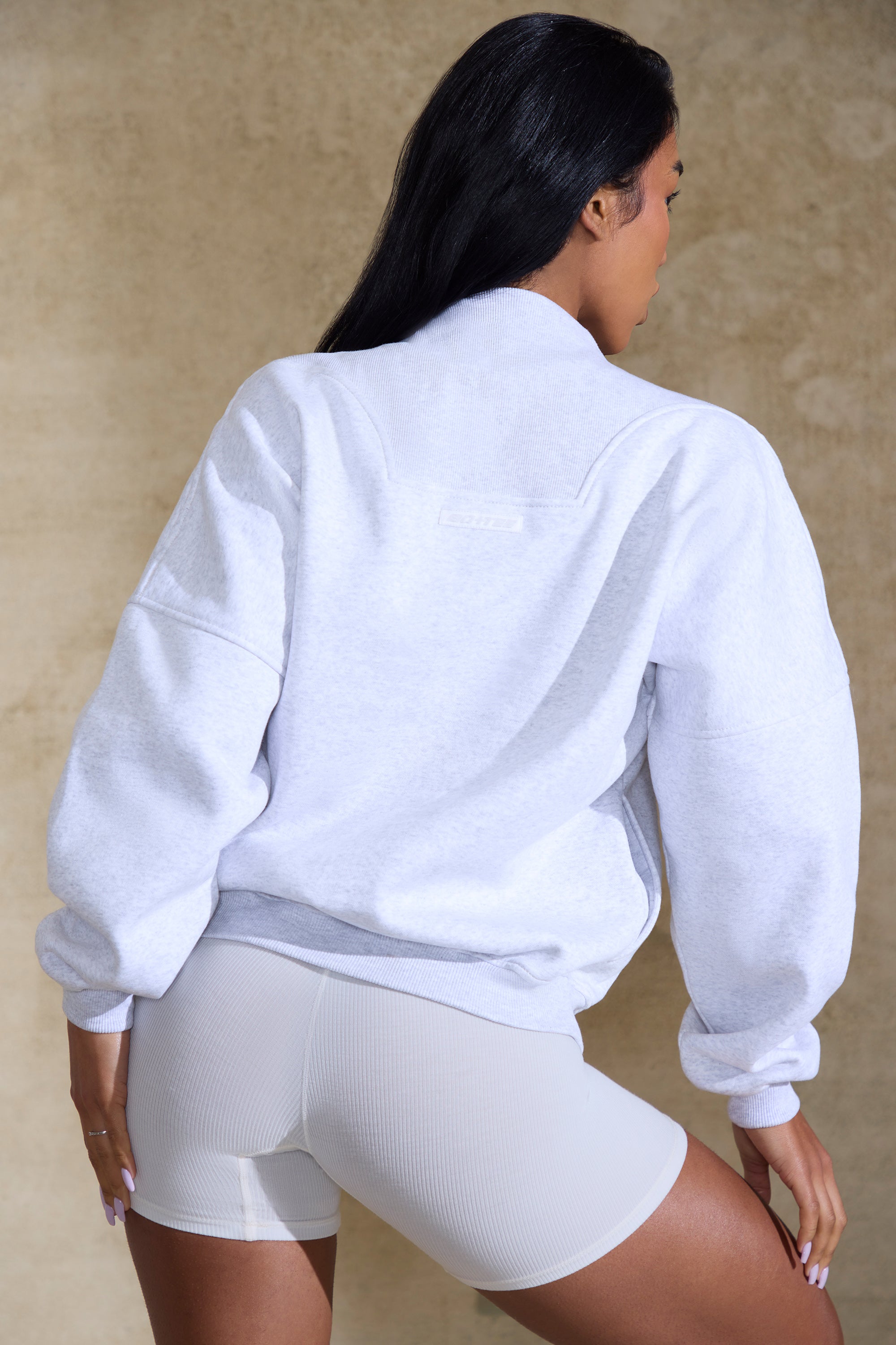 Comfort Zone Oversized Half Zip Sweatshirt in Marled Grey | Oh Polly