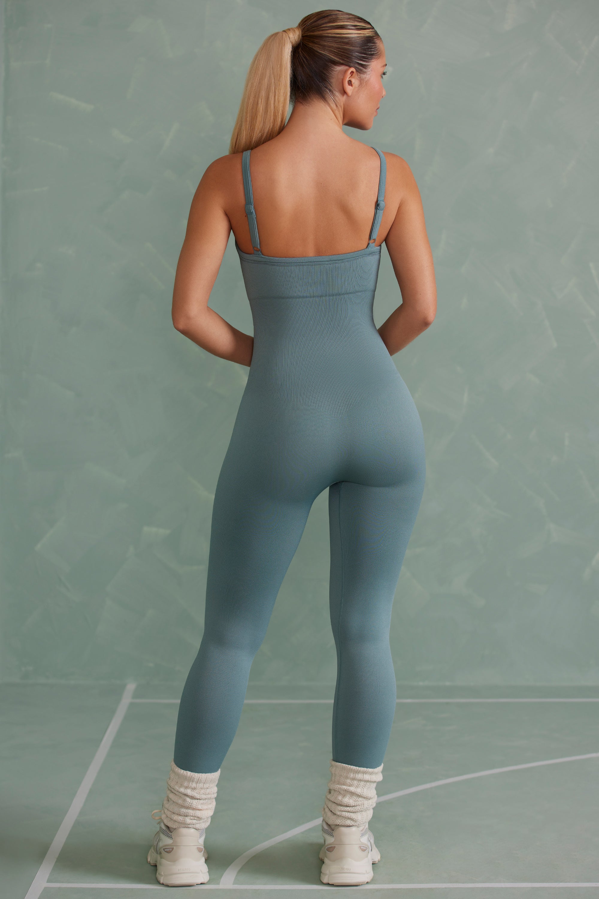 Petite Intensity Super Sculpt Unitard in Mineral Green