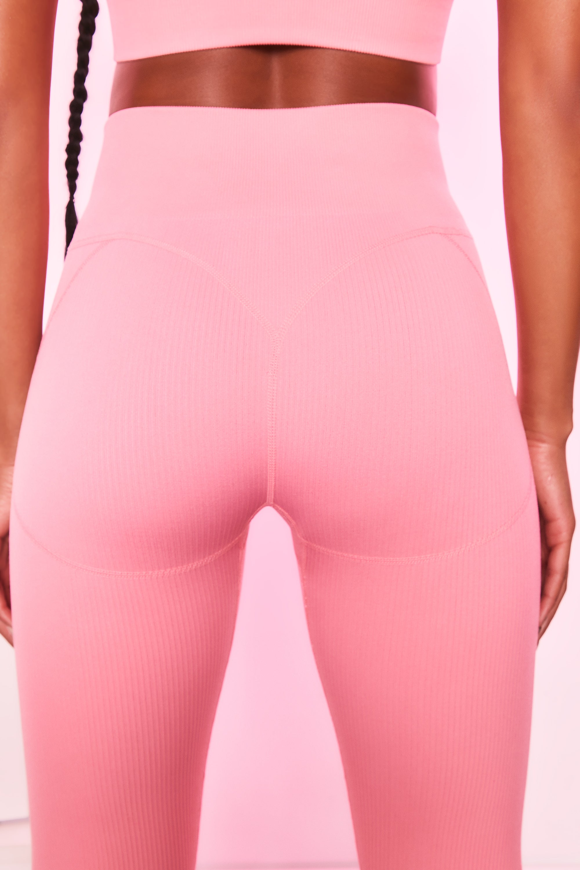 Strong Petite Ribbed Butt Lifting Leggings in Coral