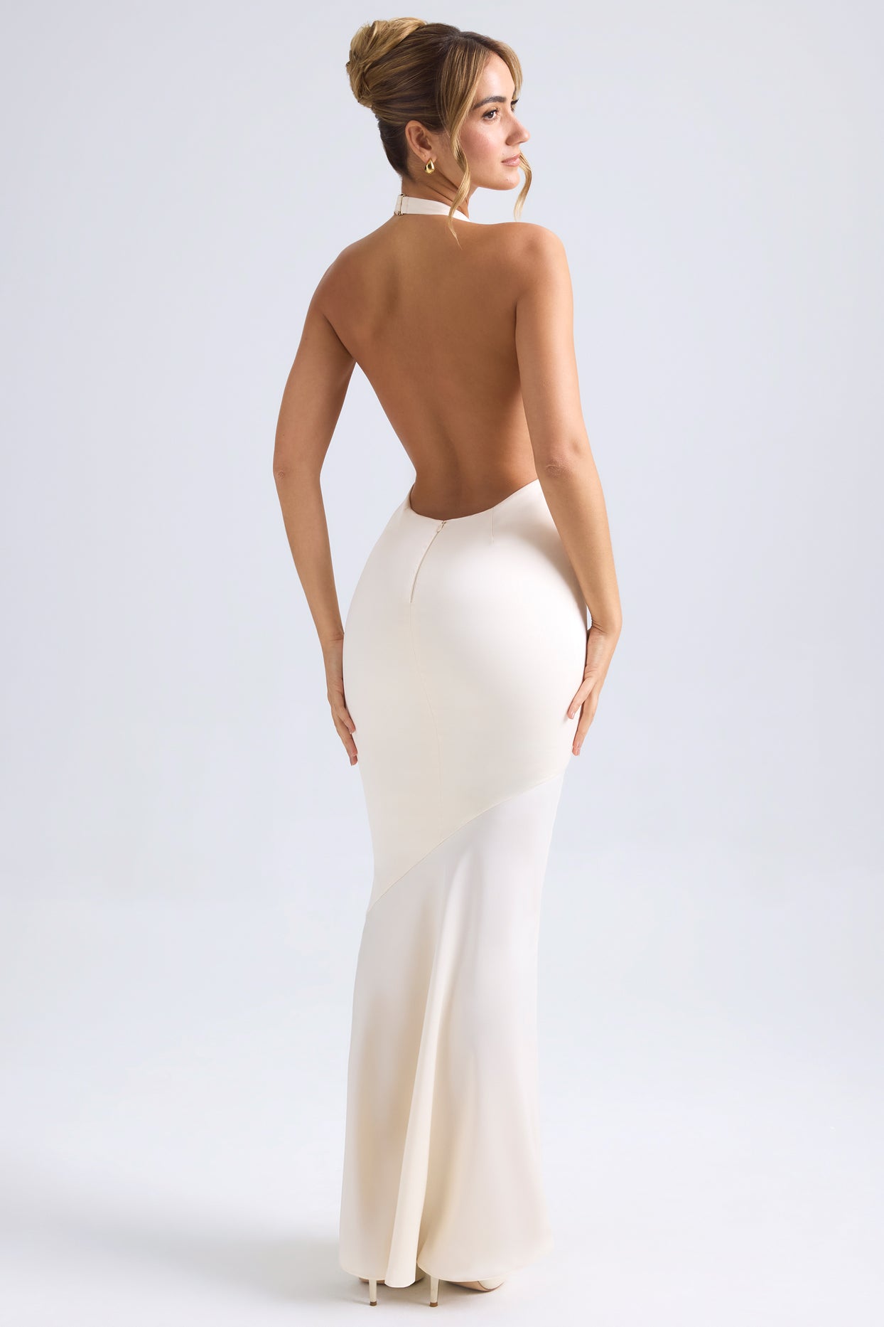 Halterneck Fishtail Gown in Ivory