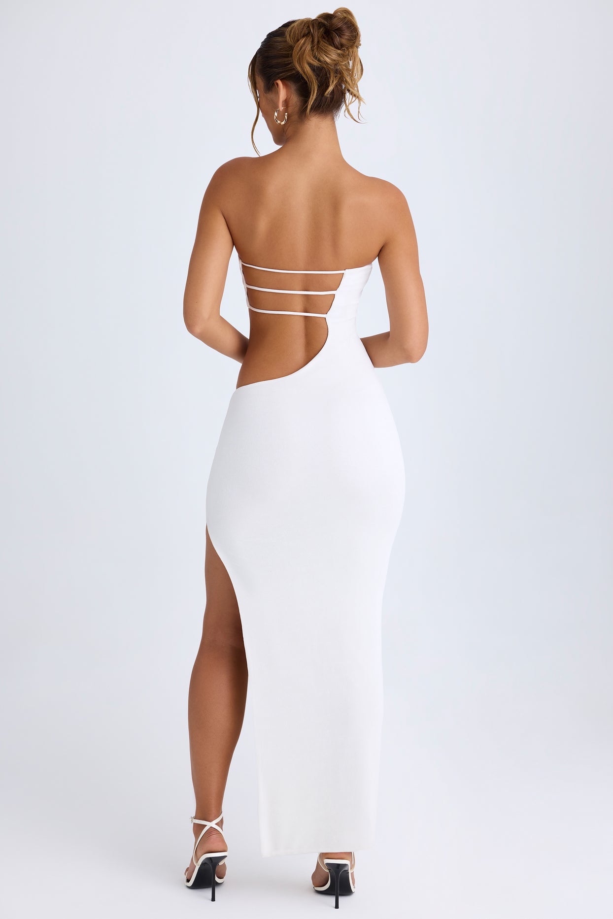 Cut-Out Bandeau Maxi Dress in White