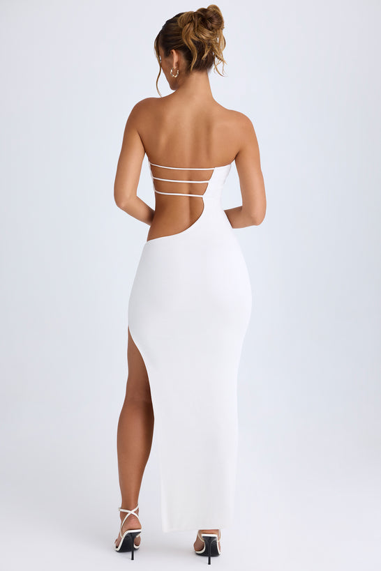 Robe longue bandeau découpée en blanc