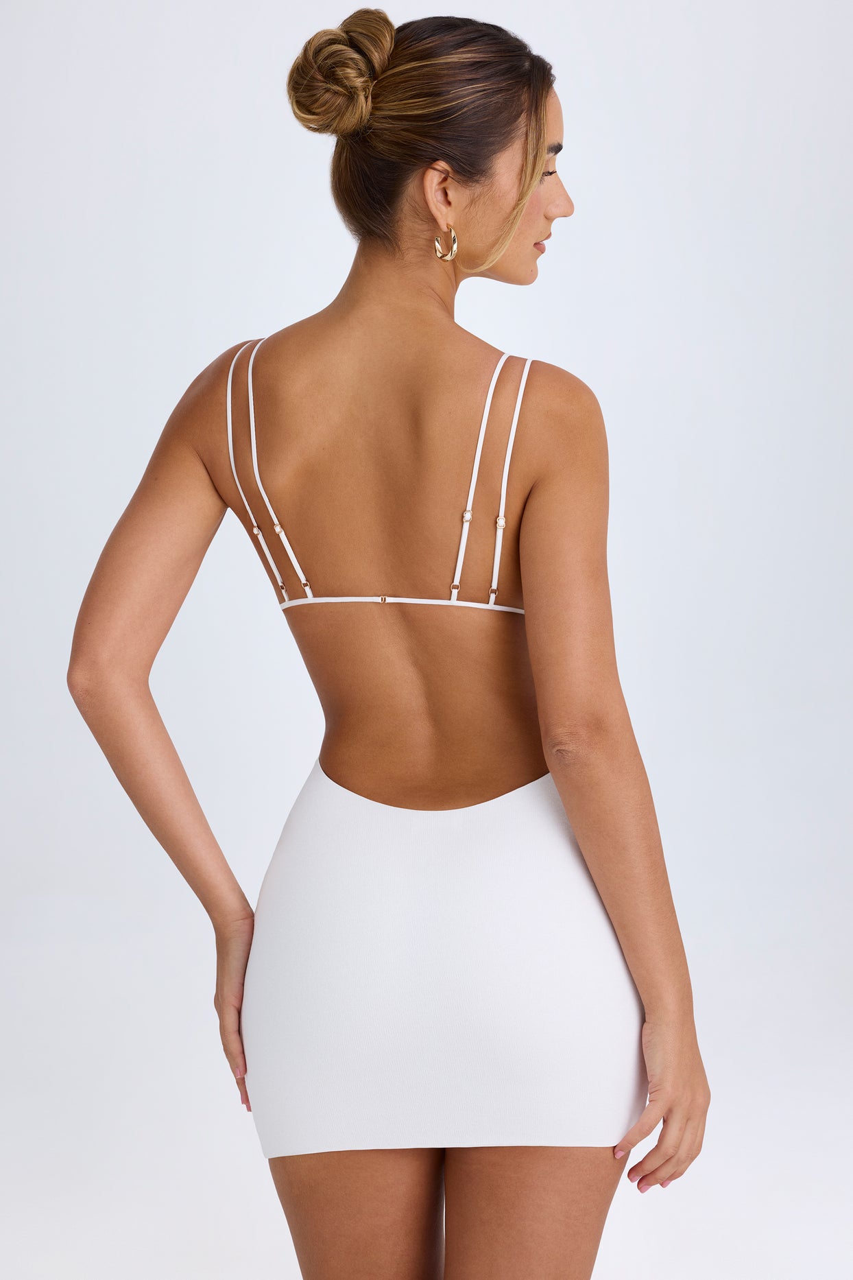 Cut-Out Open-Back Mini Dress in White