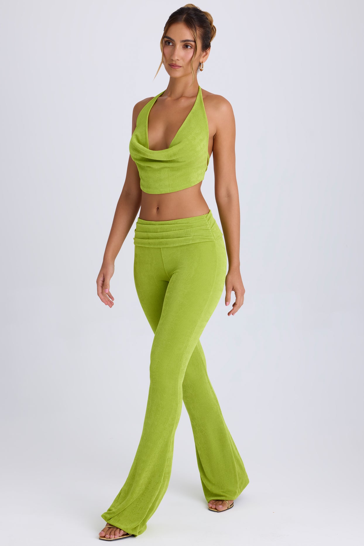 Pantalon bootleg taille mi-haute en vert poire