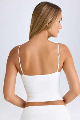 Modal V-Neck Ruched Camisole Top in White