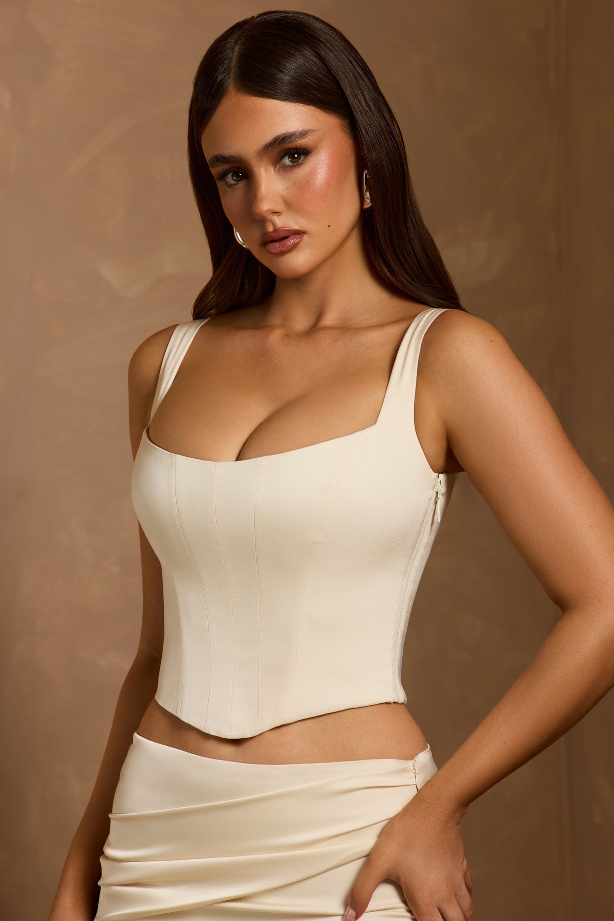 Lace-Up Corset Top in Ivory