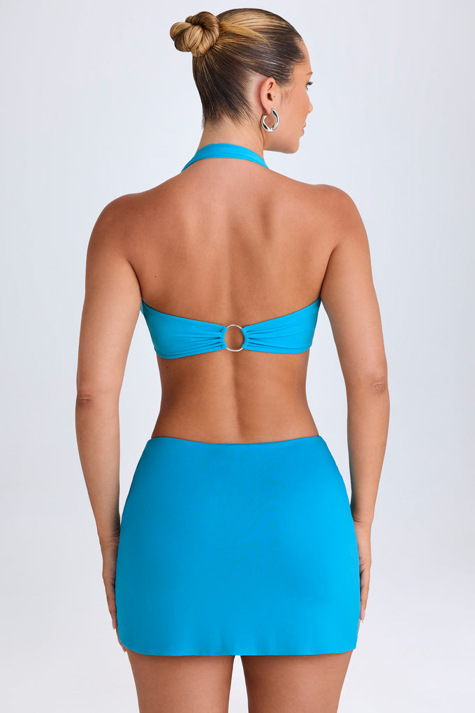 Mid-Rise Micro Mini Skirt in Aqua Blue