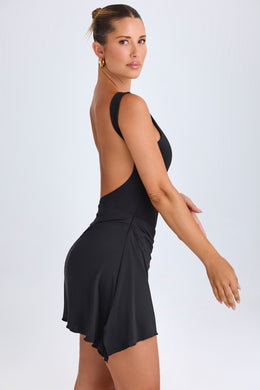 Mini-robe drapée à dos ouvert, noire