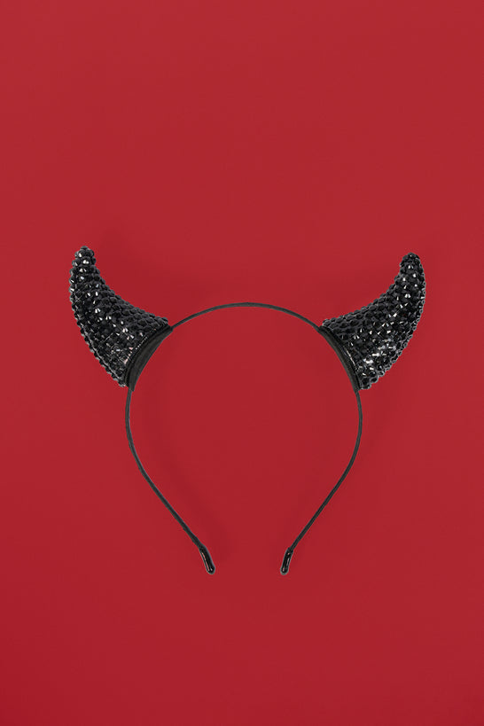 Devil Horns Headband in Black