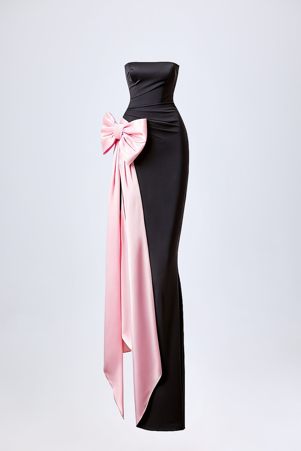 Strapless Bow-Detail Maxi Dress in Black