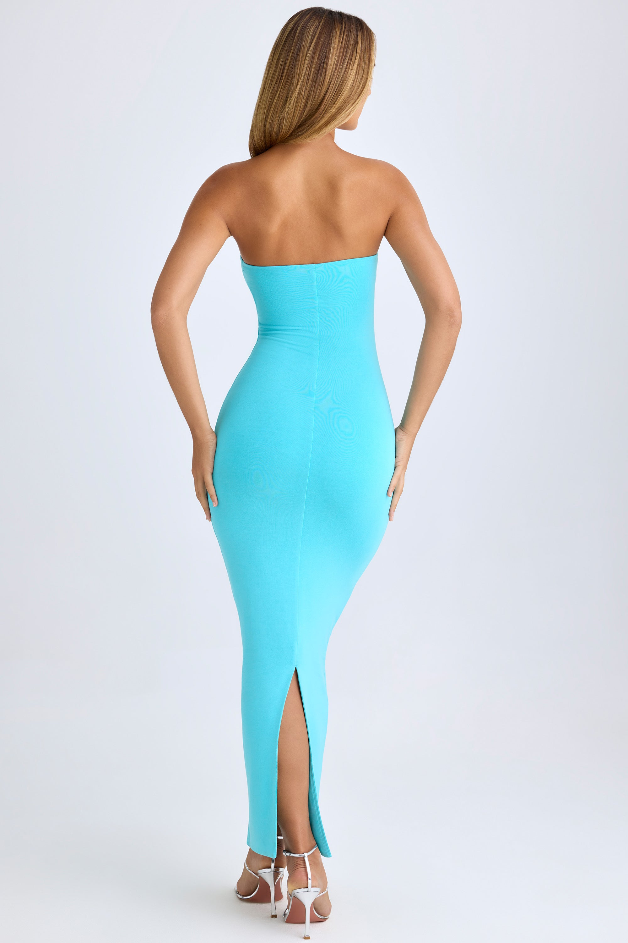 Robe longue bandeau en modal, bleu aqua