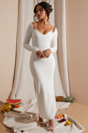 Mesh Long Sleeve Dress - Mermaid Maxi Dress - Modern Bridal Dress