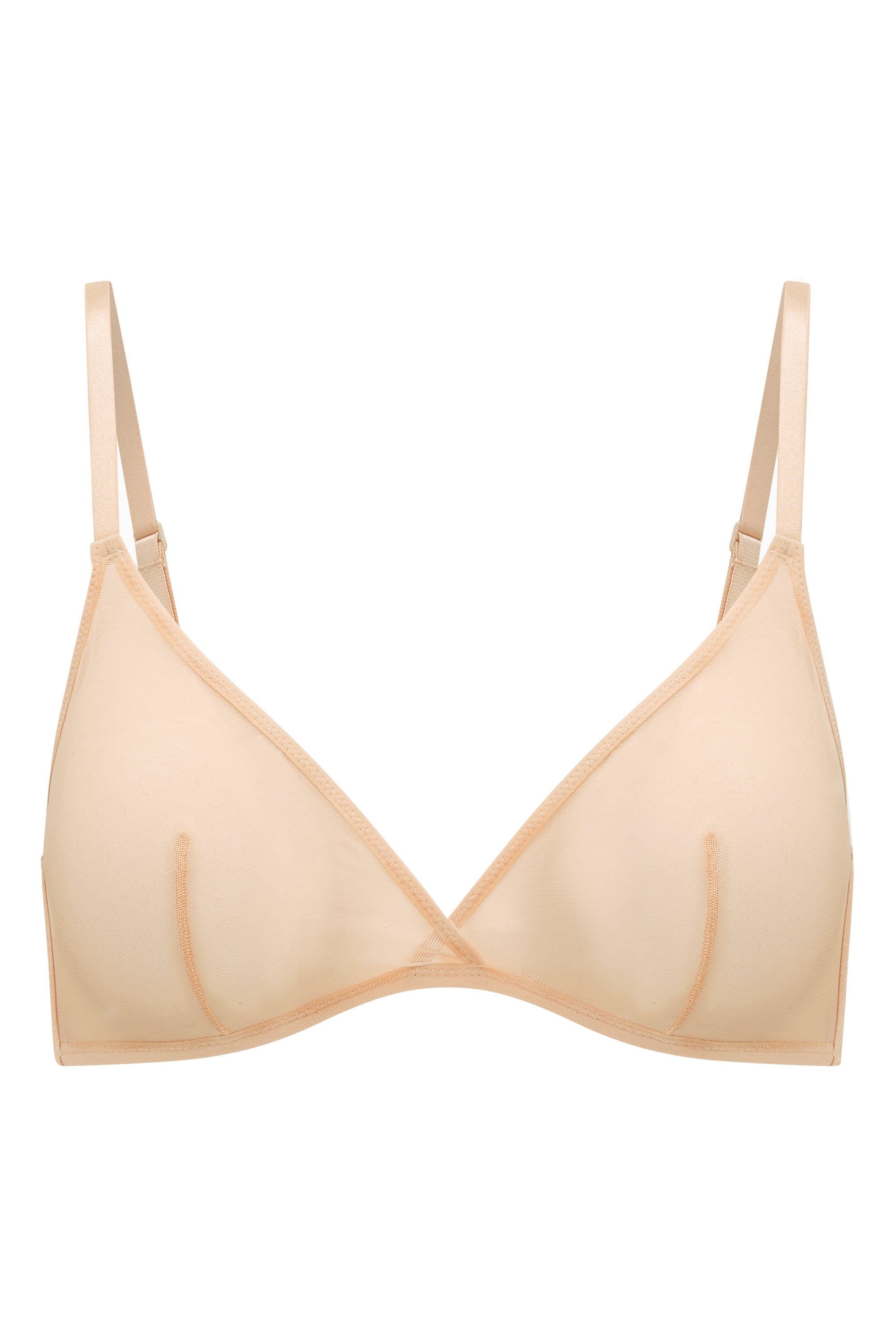 Soutien-gorge triangle monocouche en maille douce en beige