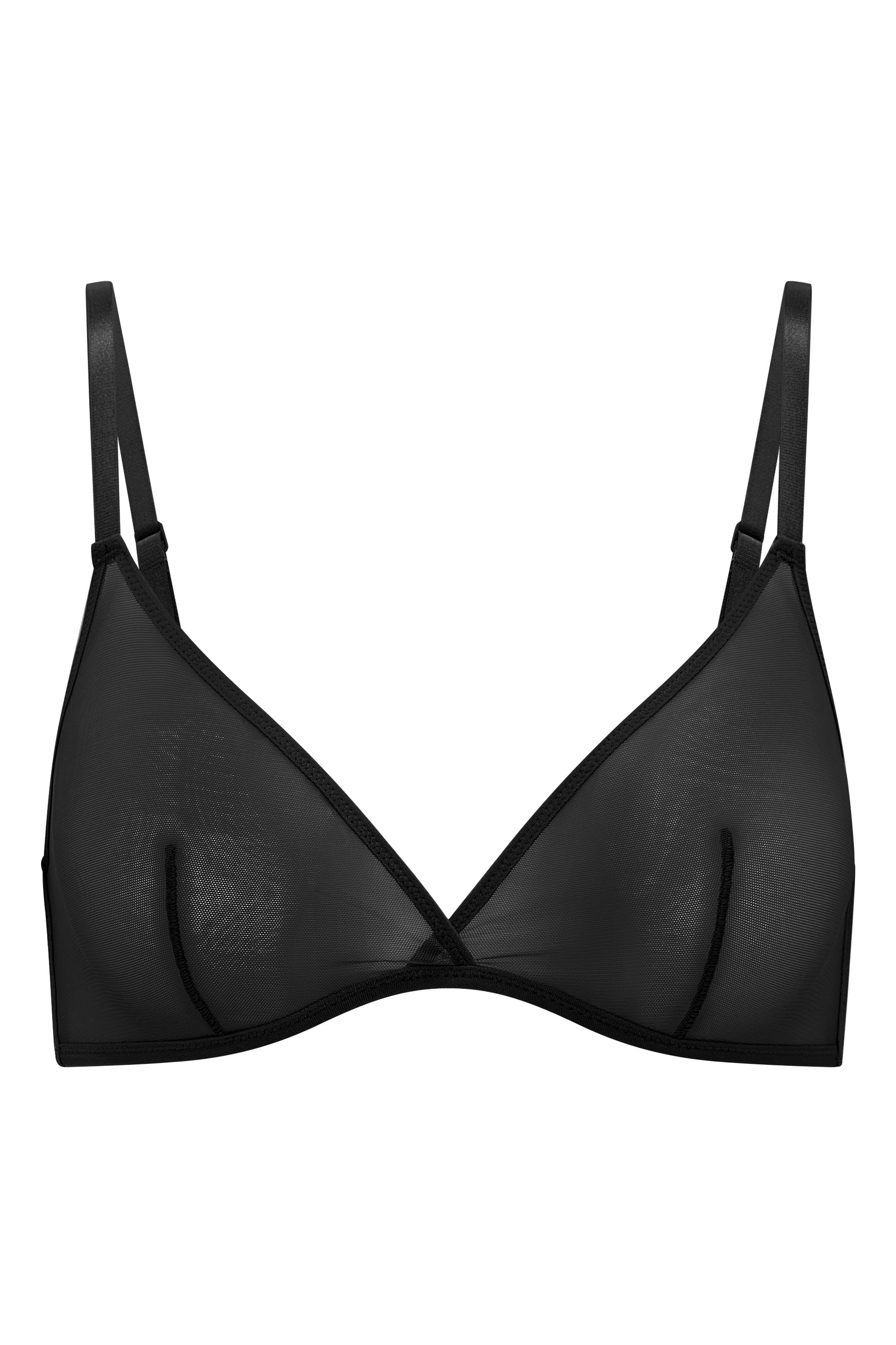 Soutien-gorge triangle monocouche en maille douce en noir