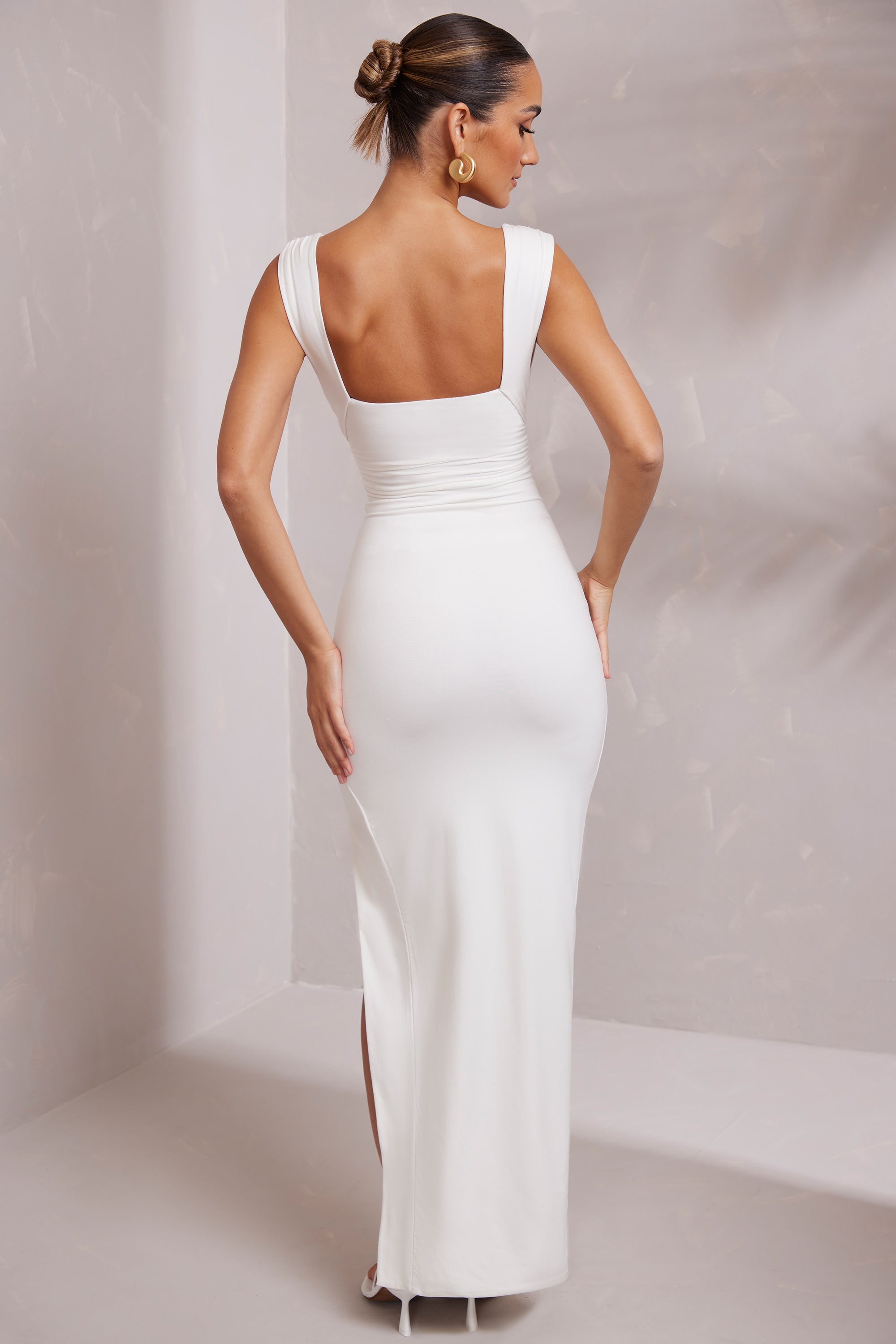 White square 2025 neck maxi dress