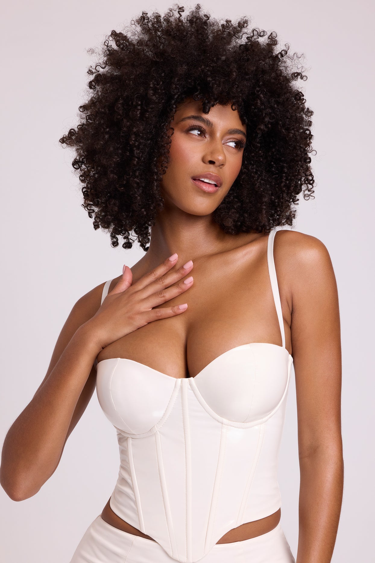 Vinyl Underwired Corset Crop Top in White