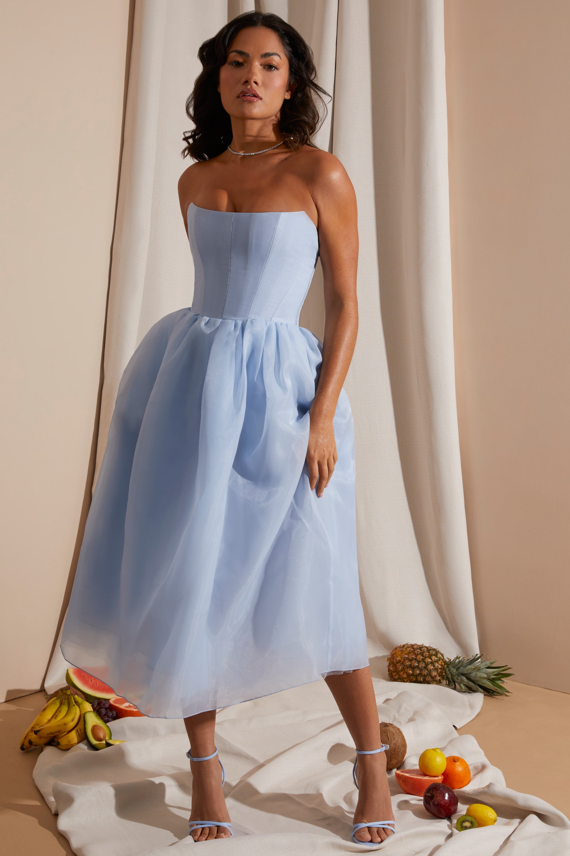 Midi tulle outlet dress with sleeves