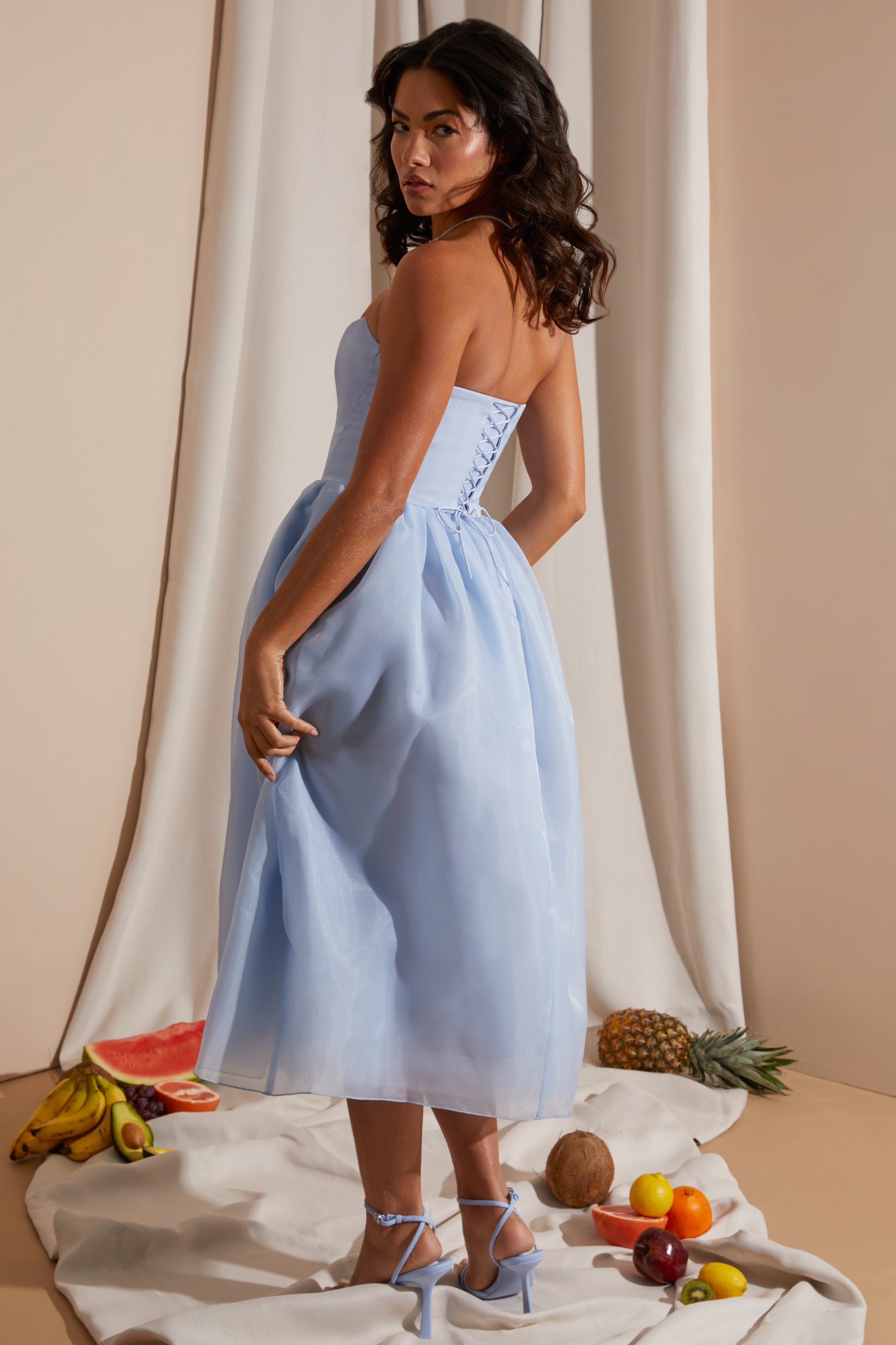 Tulle midi shop dress blue