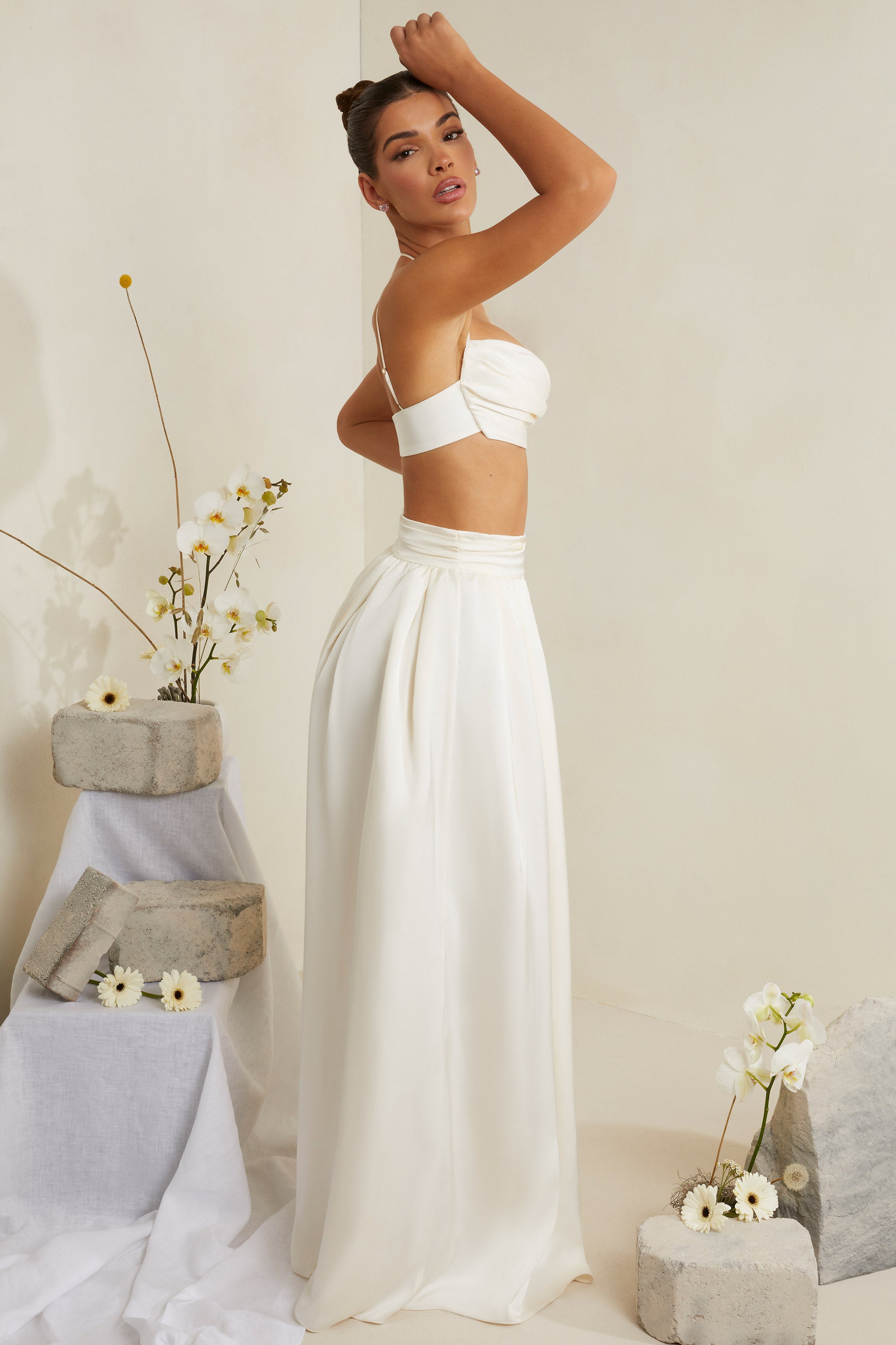 Plt white outlet satin skirt