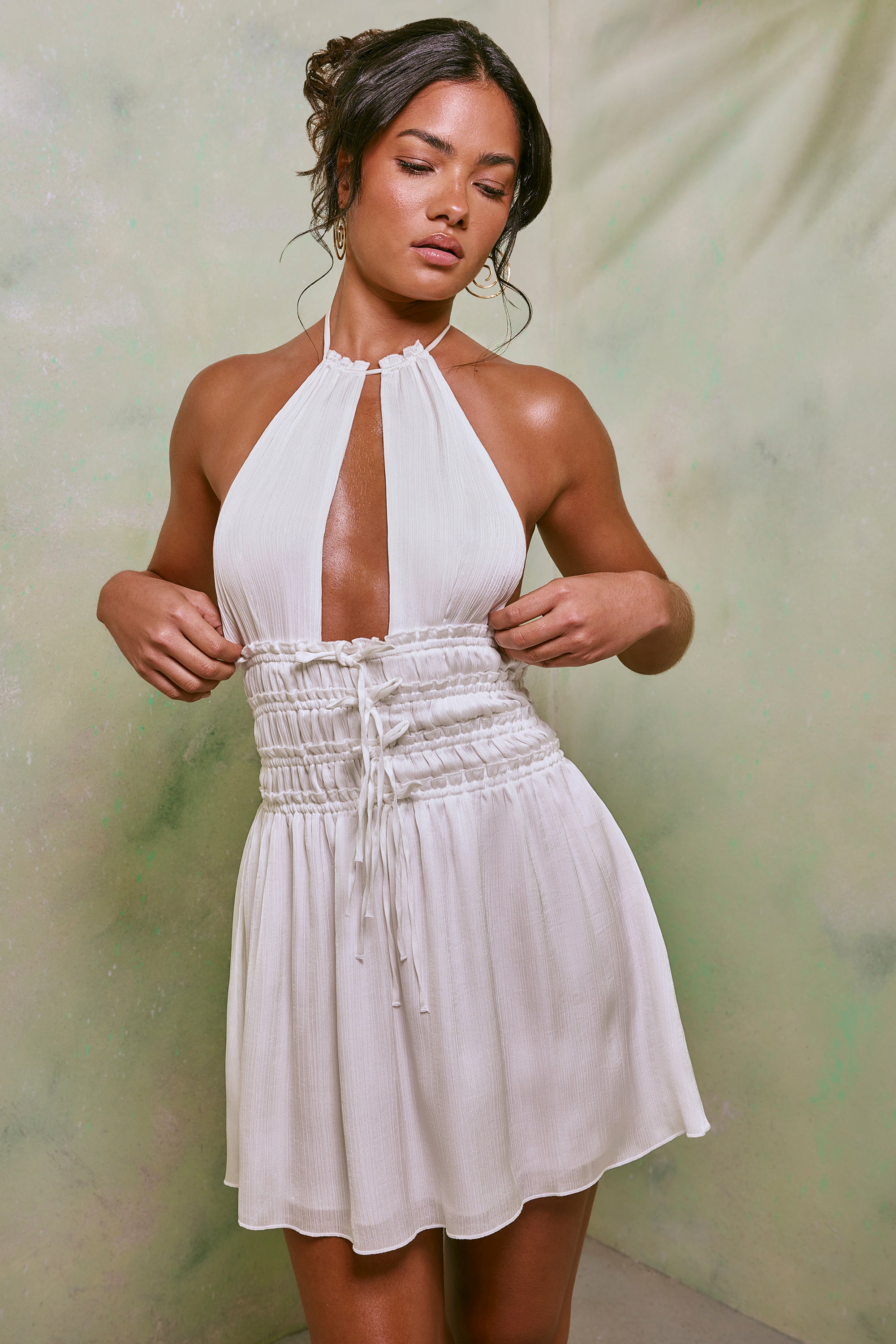 All white hot sale halter dress