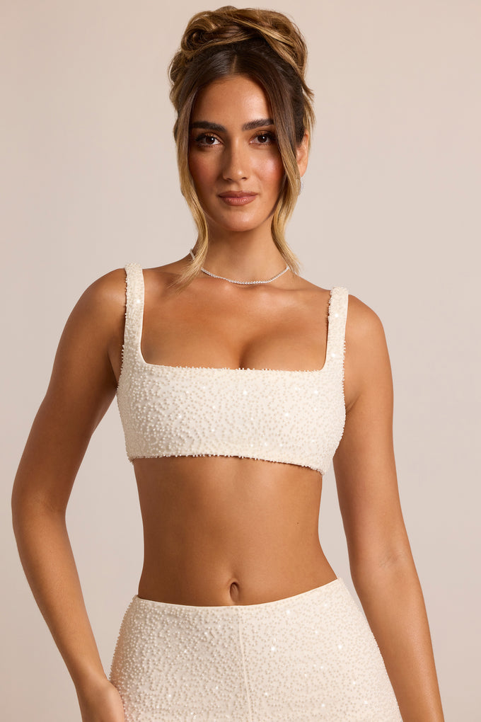 Women's White Lace Bralette Crop Top