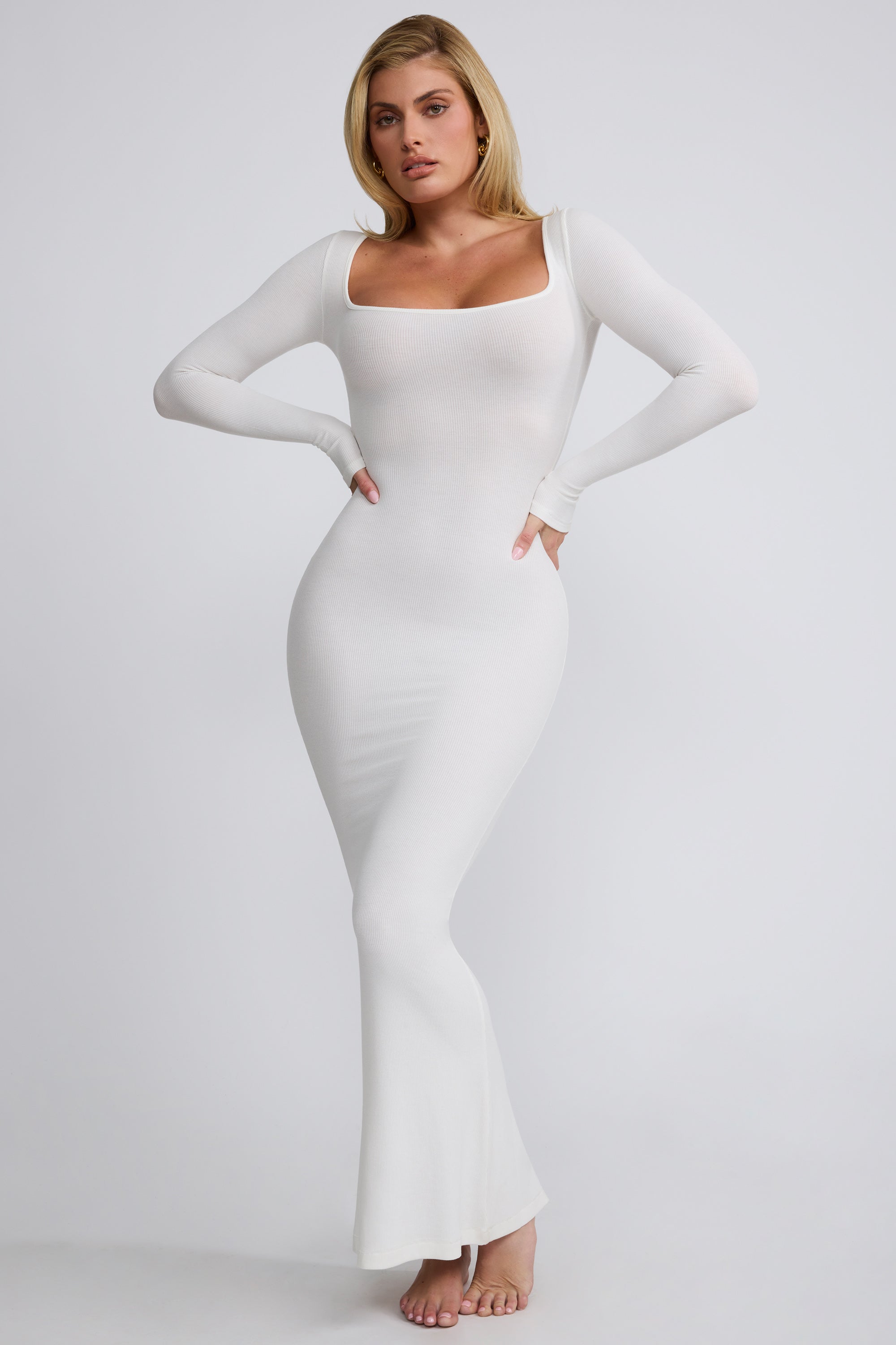 Ribbed long 2024 sleeve dress