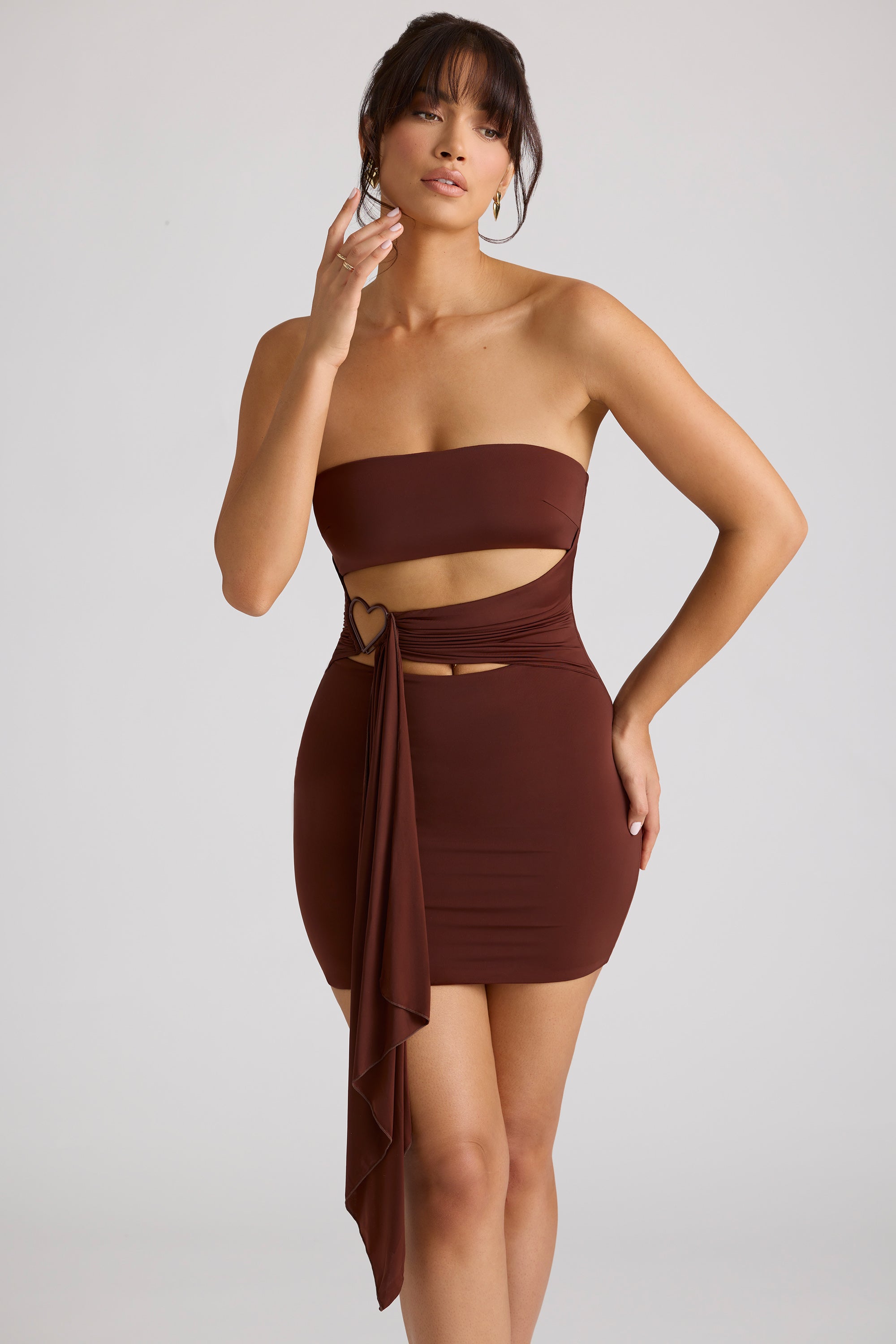 Mini-robe bandeau en marron chocolat