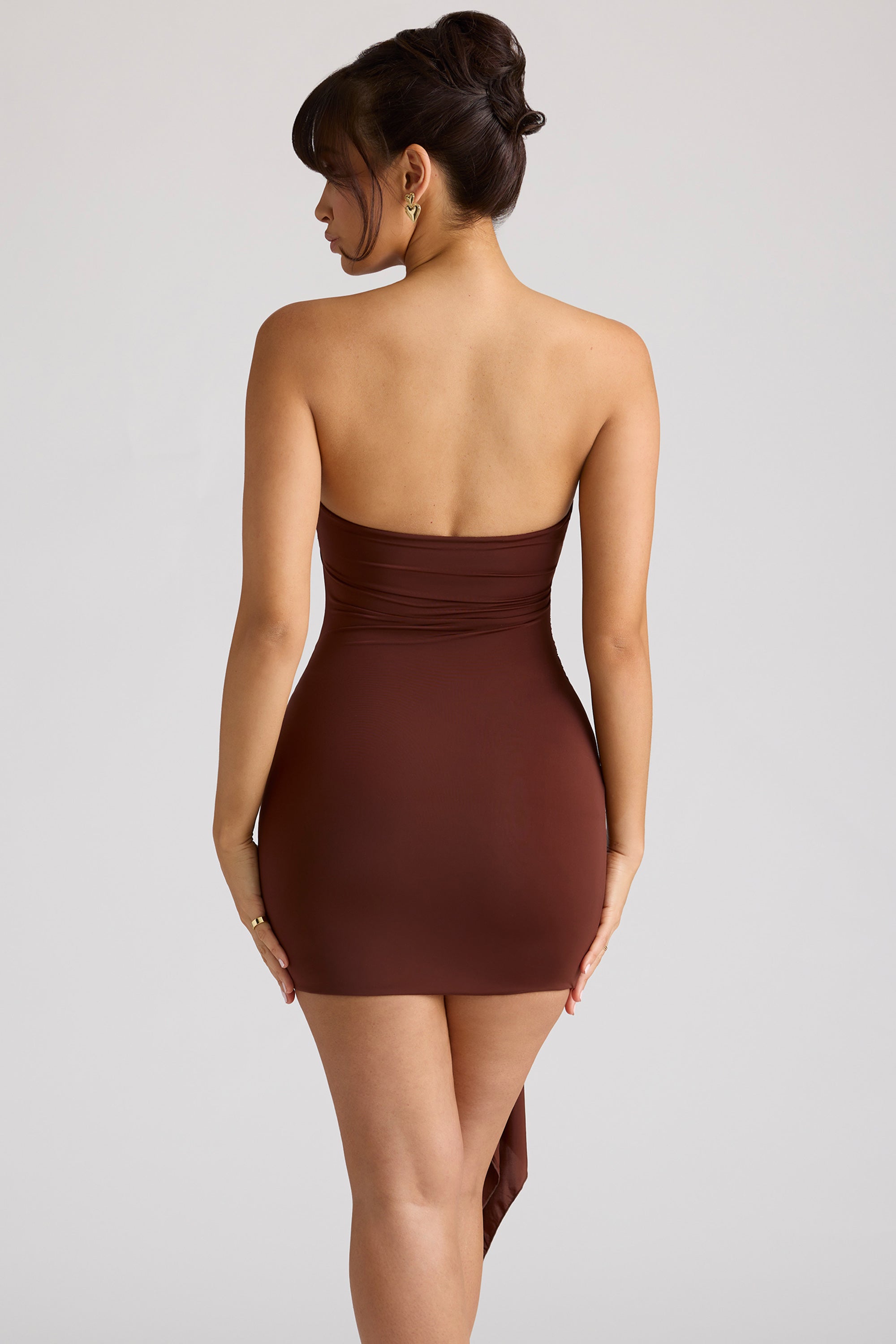 Mini-robe bandeau en marron chocolat