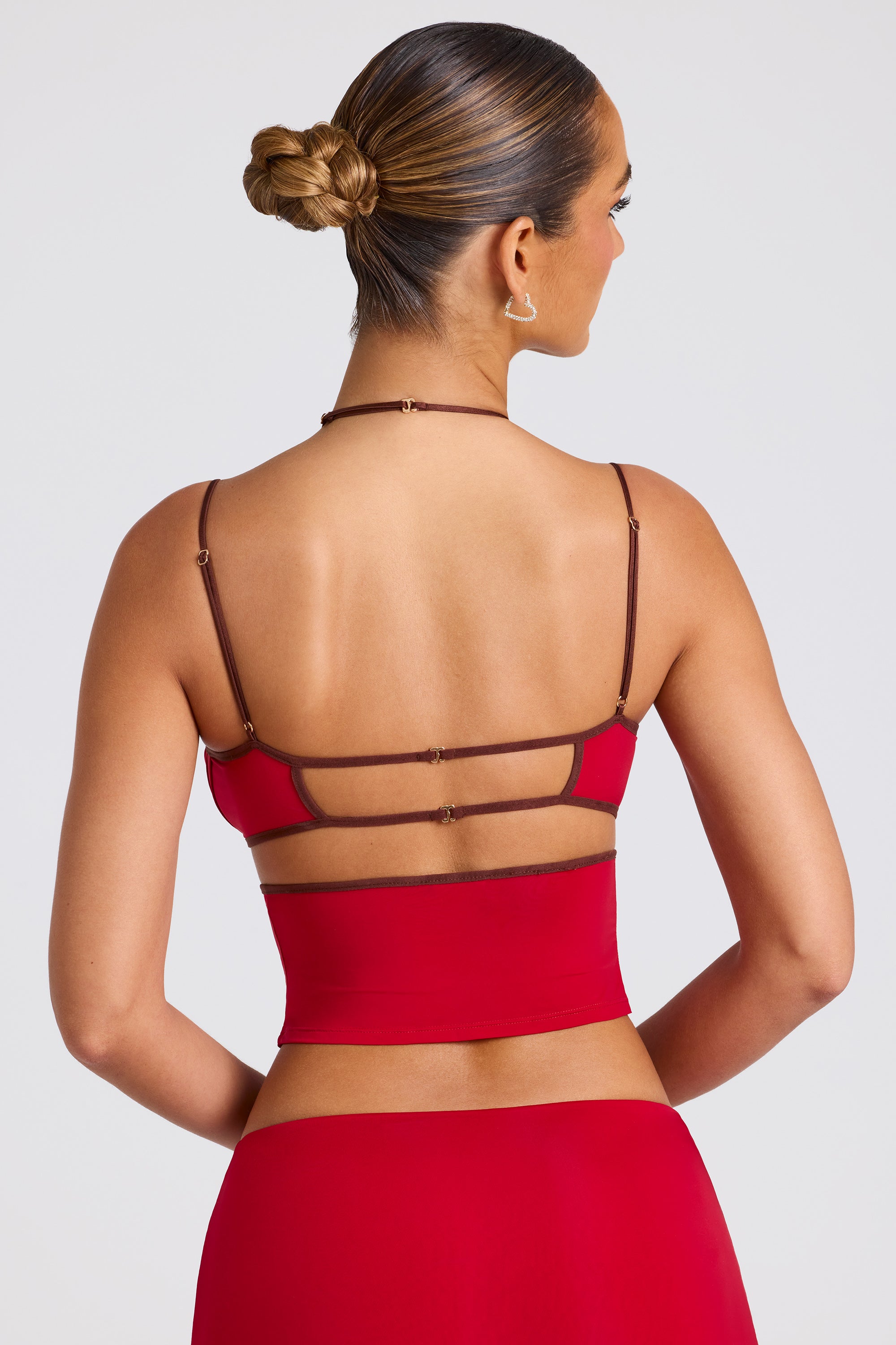 Contrast Binding Cami Top in Fire Red