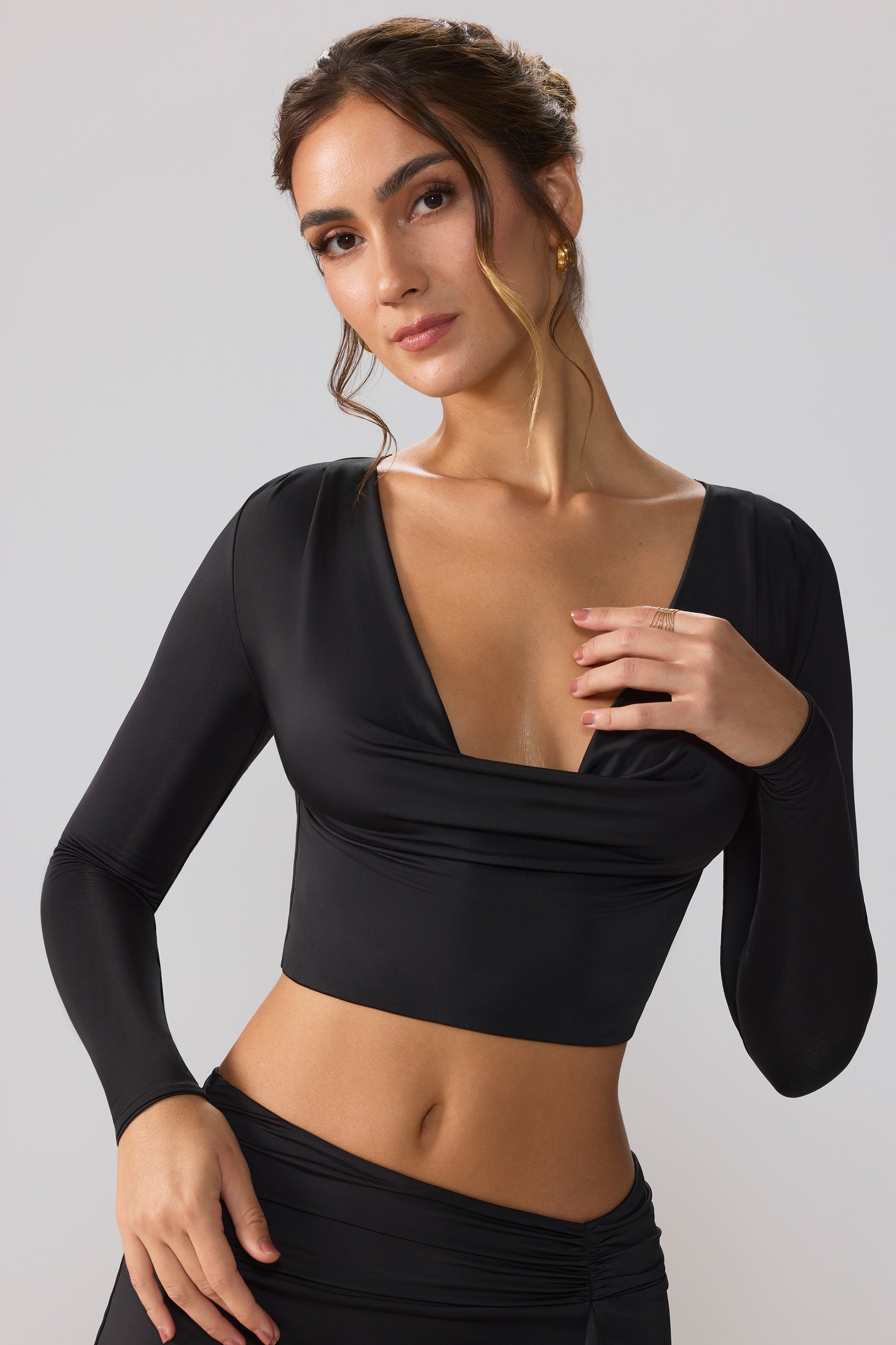 Plunge neck sales crop top