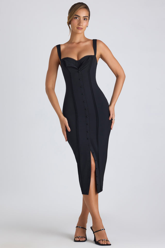 Buy Friends Like These Black Puff Sleeve Ruched Waist V Neck Midi Summer  Dress from the Next UK online shop