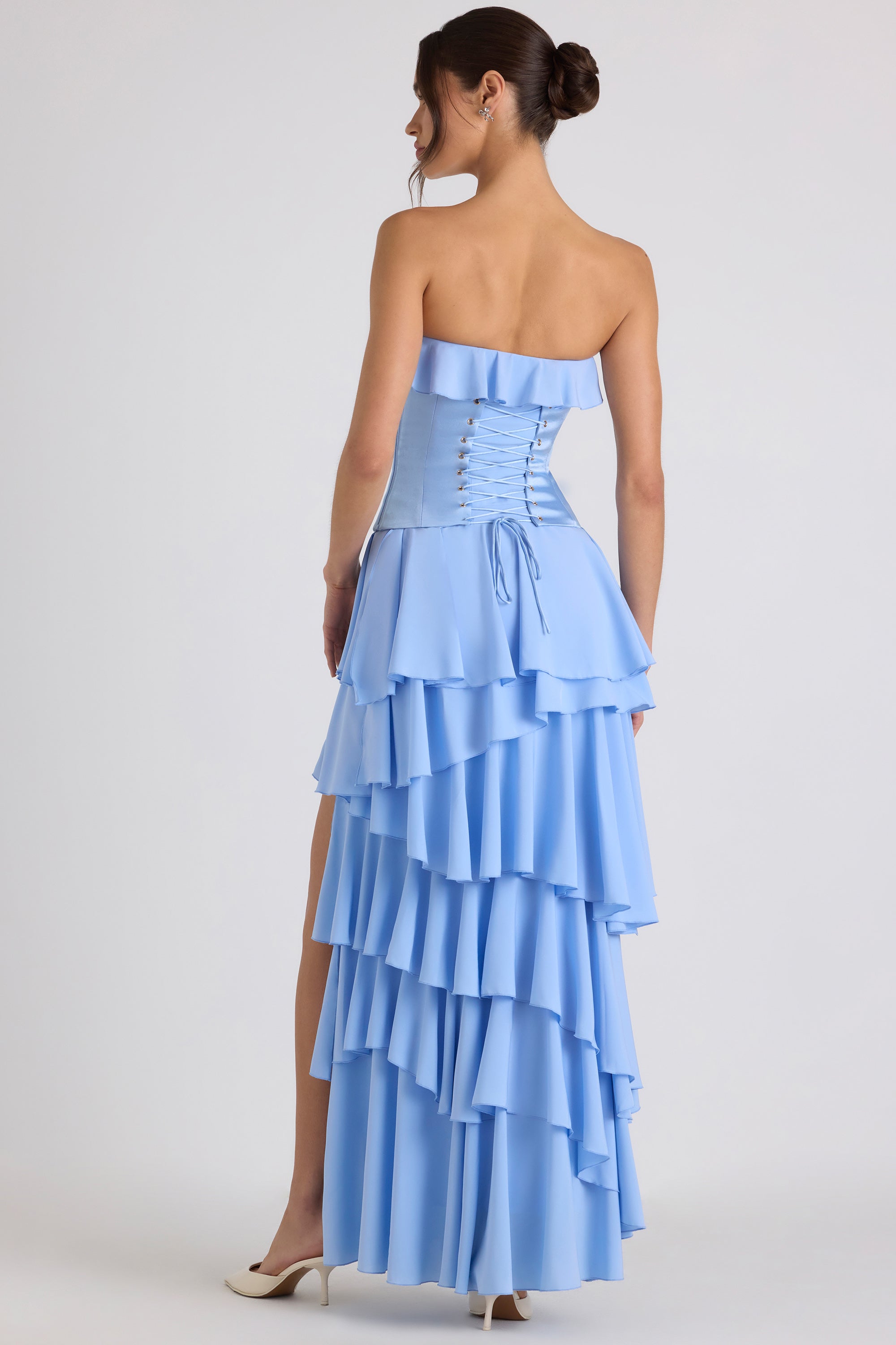 Robe corset à plusieurs niveaux en bleu ciel