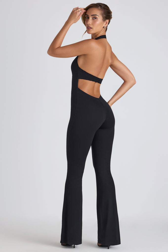 PRETTYLITTLETHING NWT! Tall BLACK FLARE RUCHED BUM SLINKY PANTS