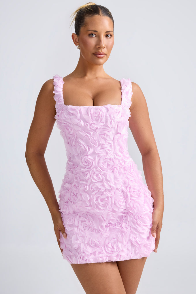 Mini-robe corset à appliqué floral, lilas