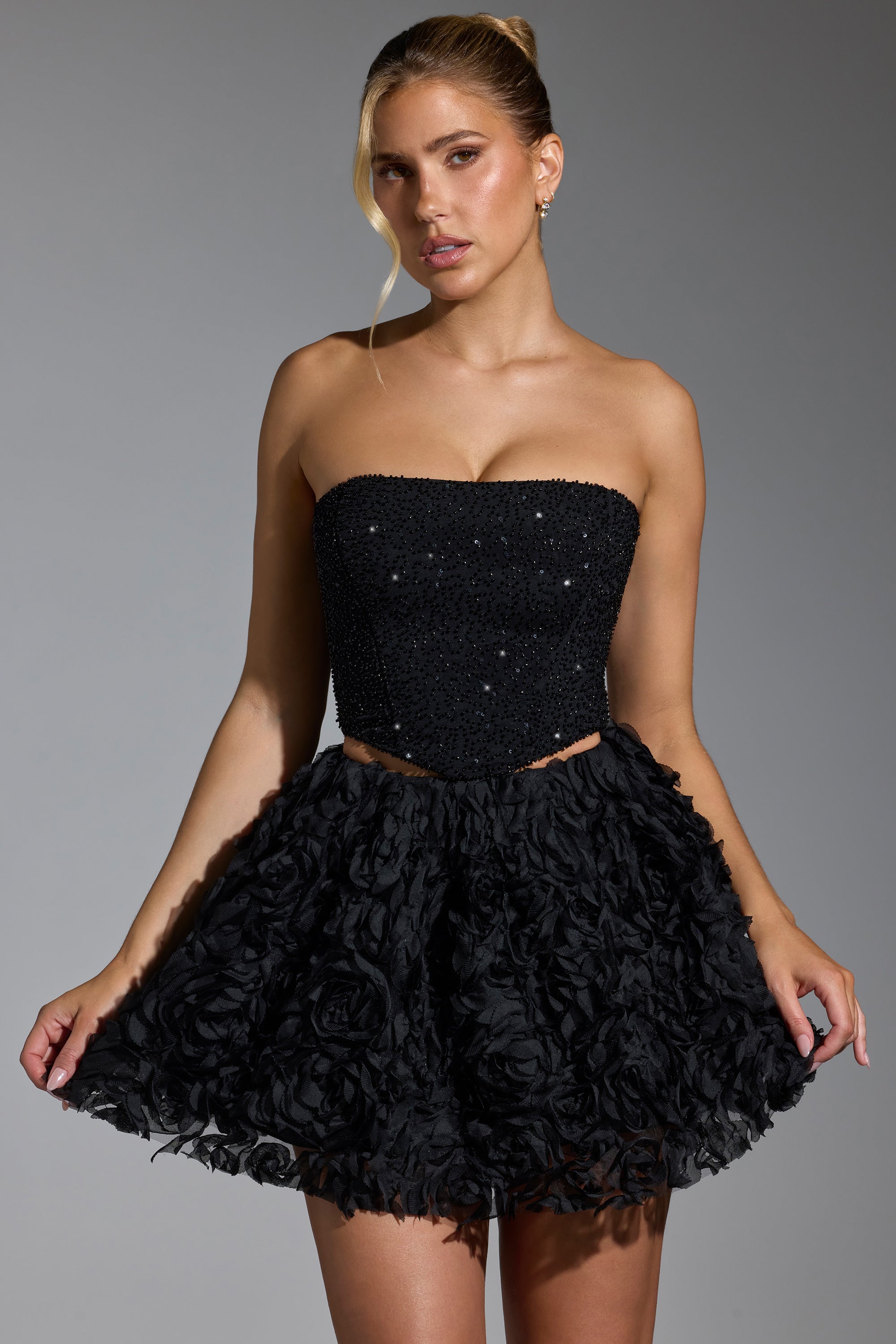 Embellished Corset Top in Black