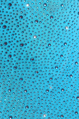 Embellished Square-Neck Top in Aqua Blue
