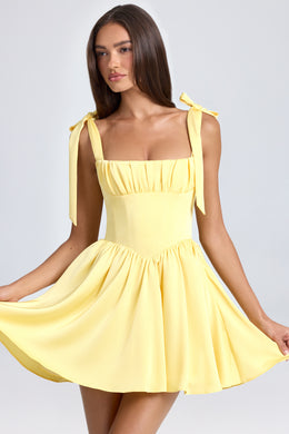 Mini-robe corset drapée en sorbet citron