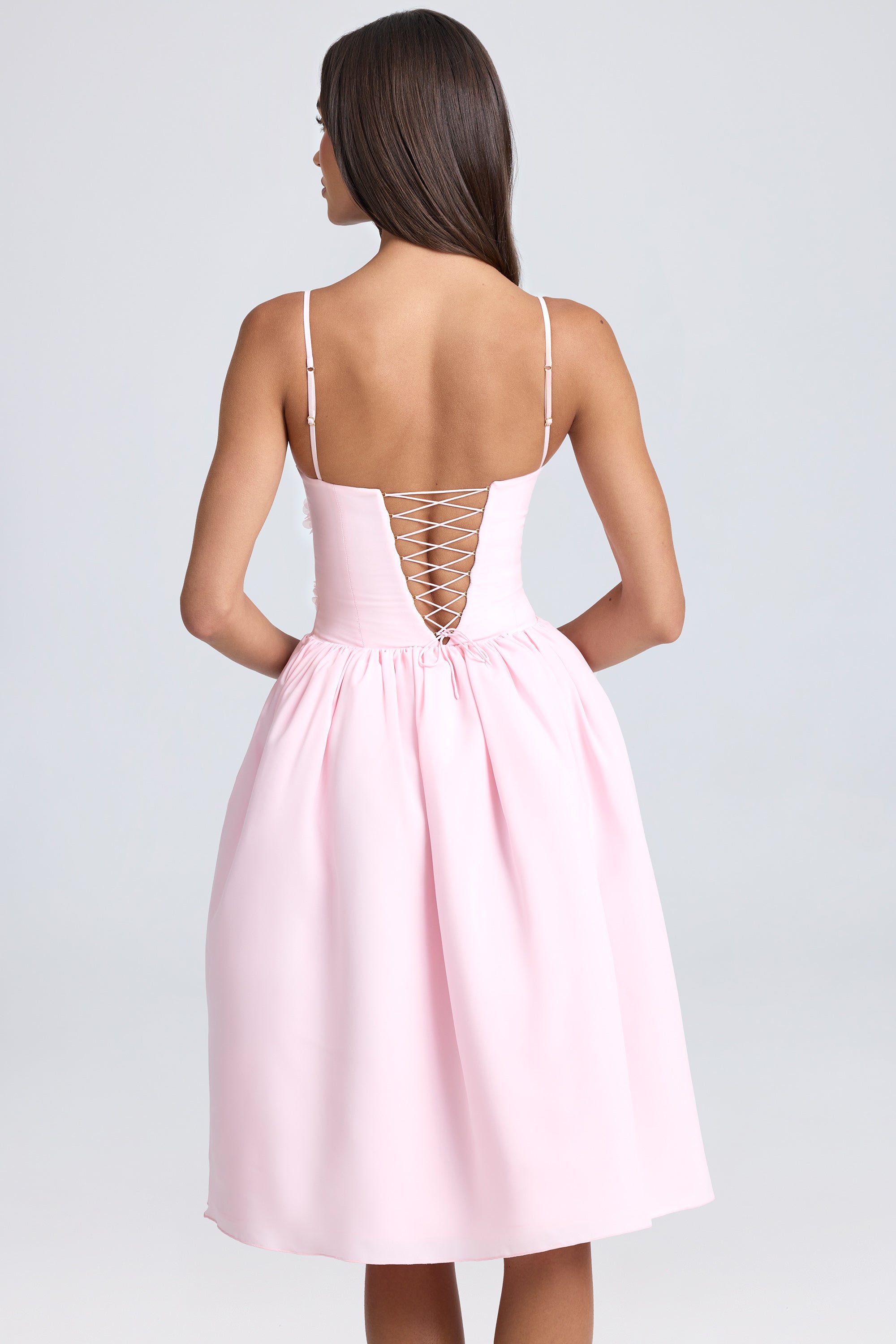 Robe midi à appliqué floral, Blush