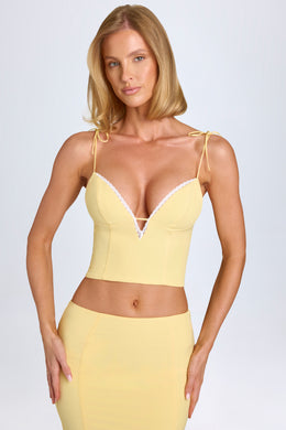Lace-Trim Camisole Top in Pastel Yellow