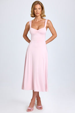 Sweetheart-Neck Ruched Midaxi Dress in Blush