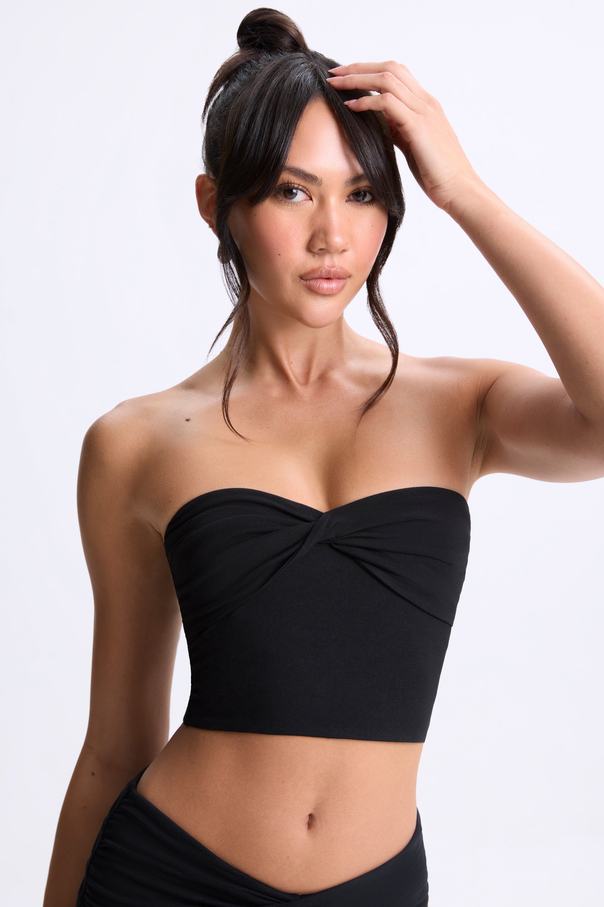 Twist-Front Bandeau Top in Black