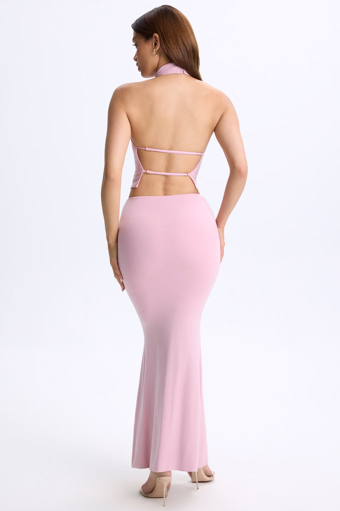 Jupe longue taille basse en rose blush