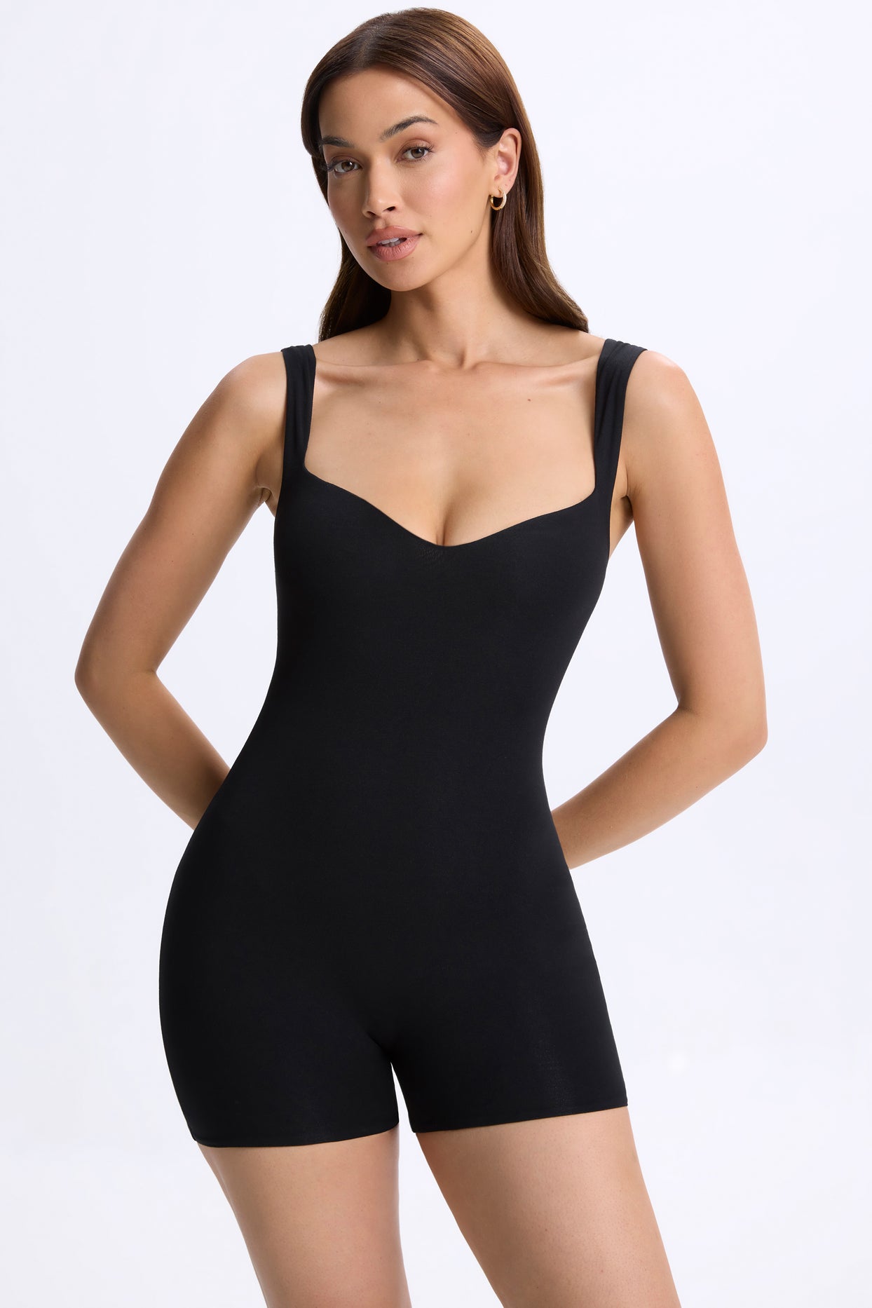 Unitard à col en cœur en noir