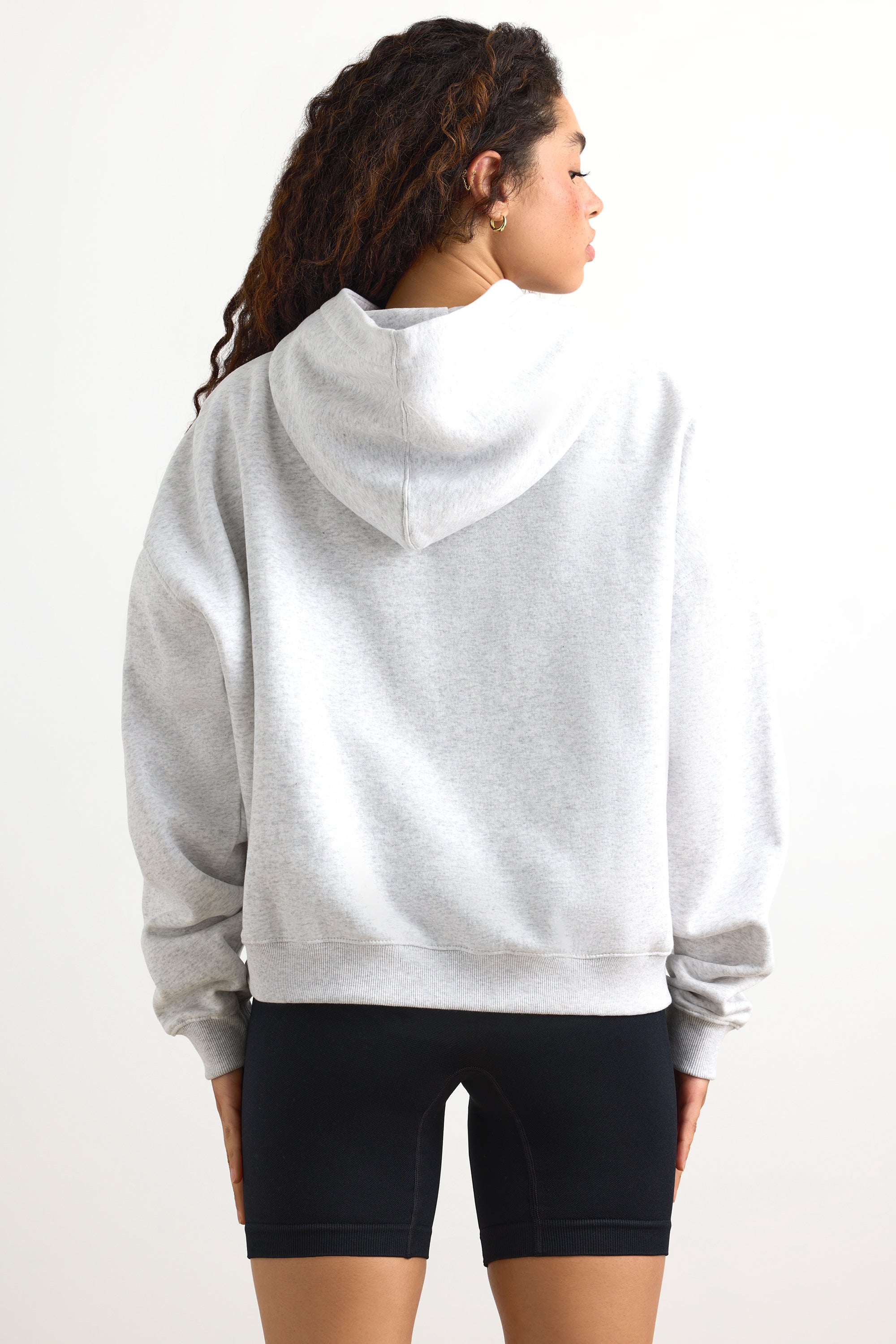 Off Duty Oversized Hooded Sweatshirt in Heather Grey Oh Polly