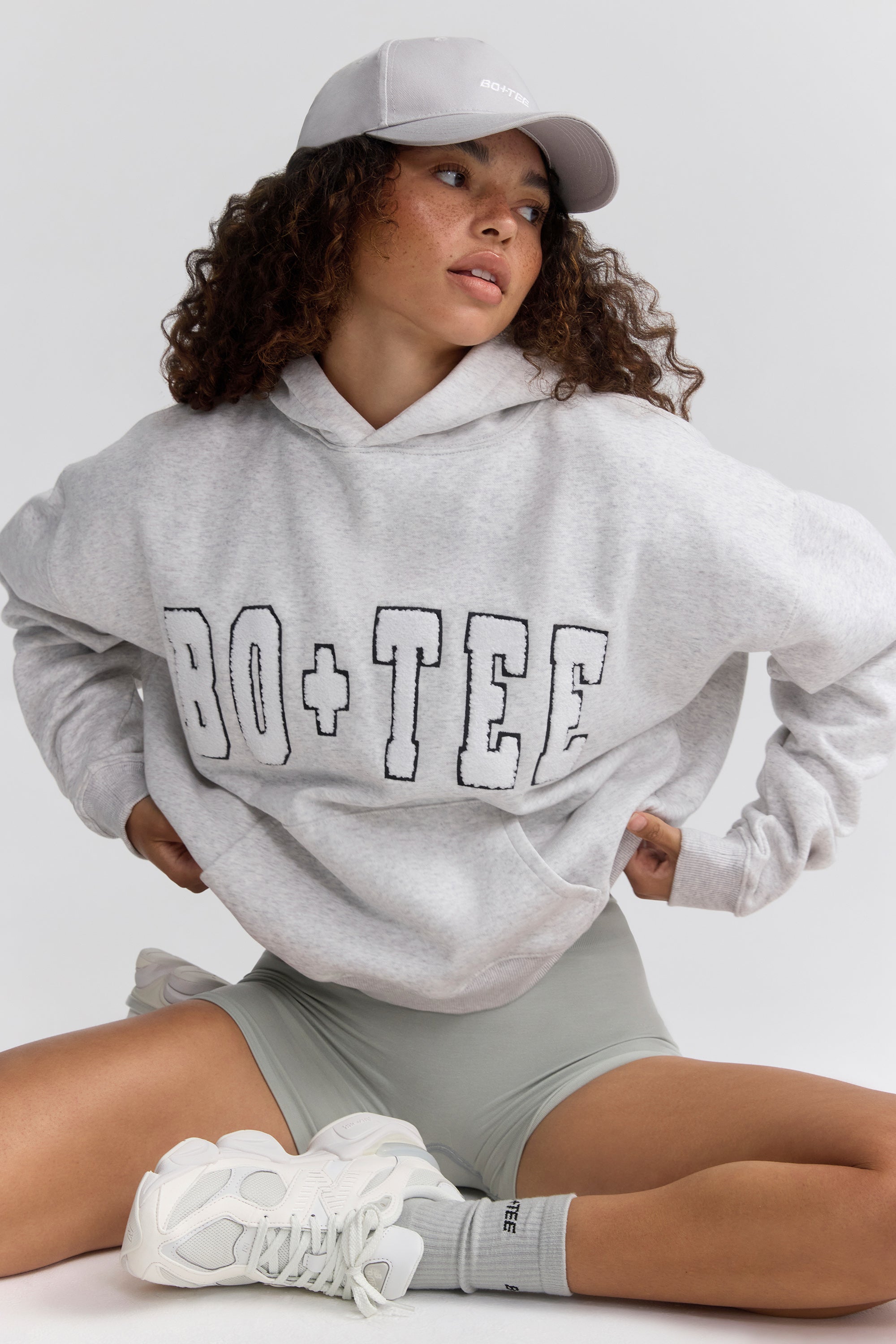 Off Duty Oversized Hooded Sweatshirt in Heather Grey Oh Polly