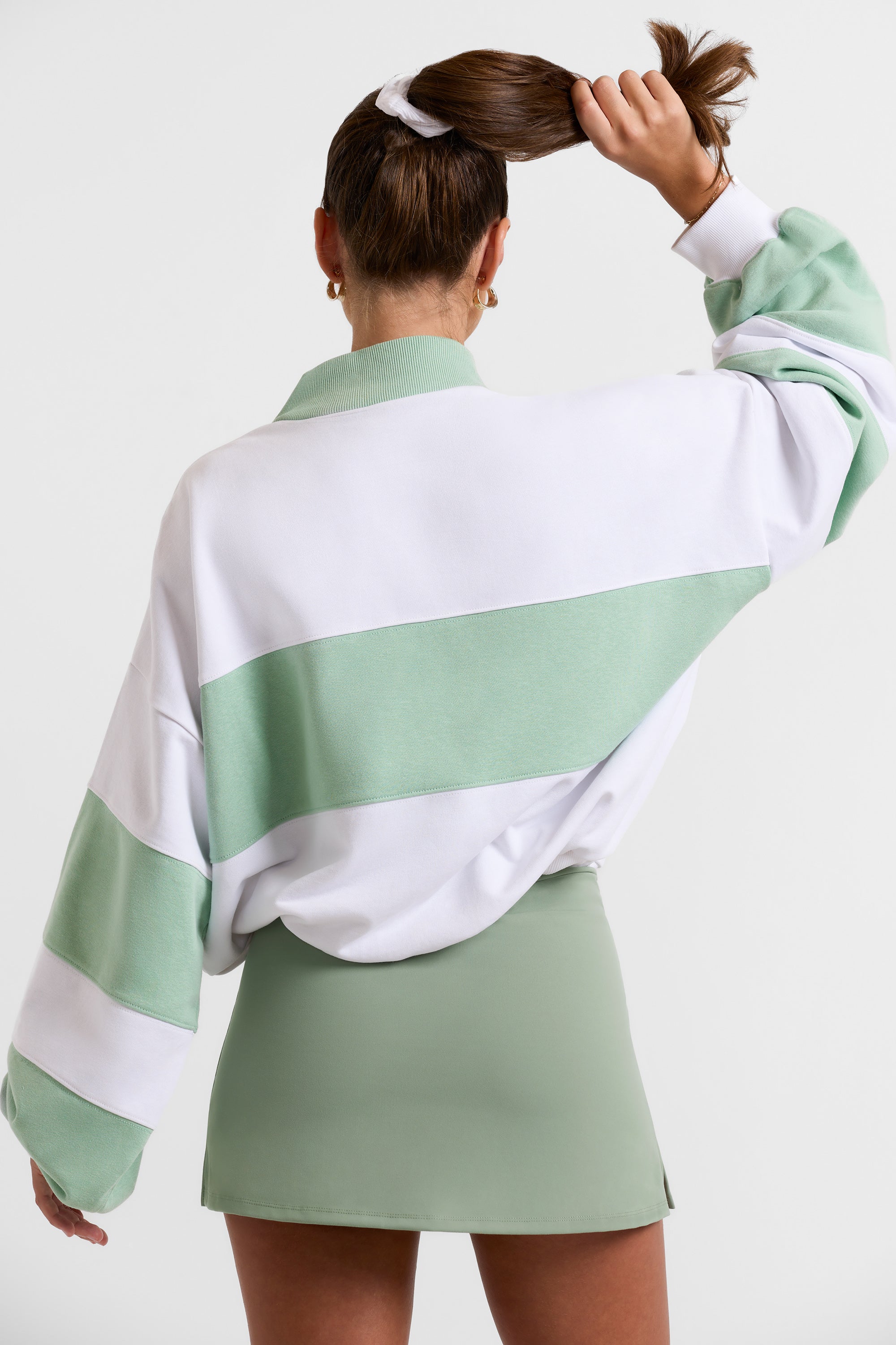 Oversized High Neck Sweatshirt in Mint Green