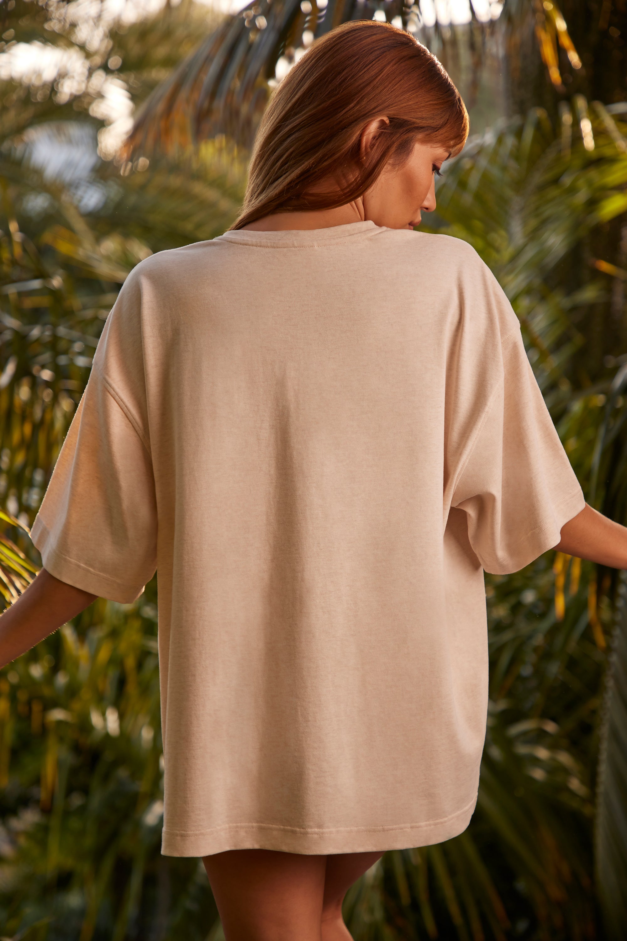 Wellness Oversized Short Sleeve T-Shirt in Heather Oat | Oh Polly