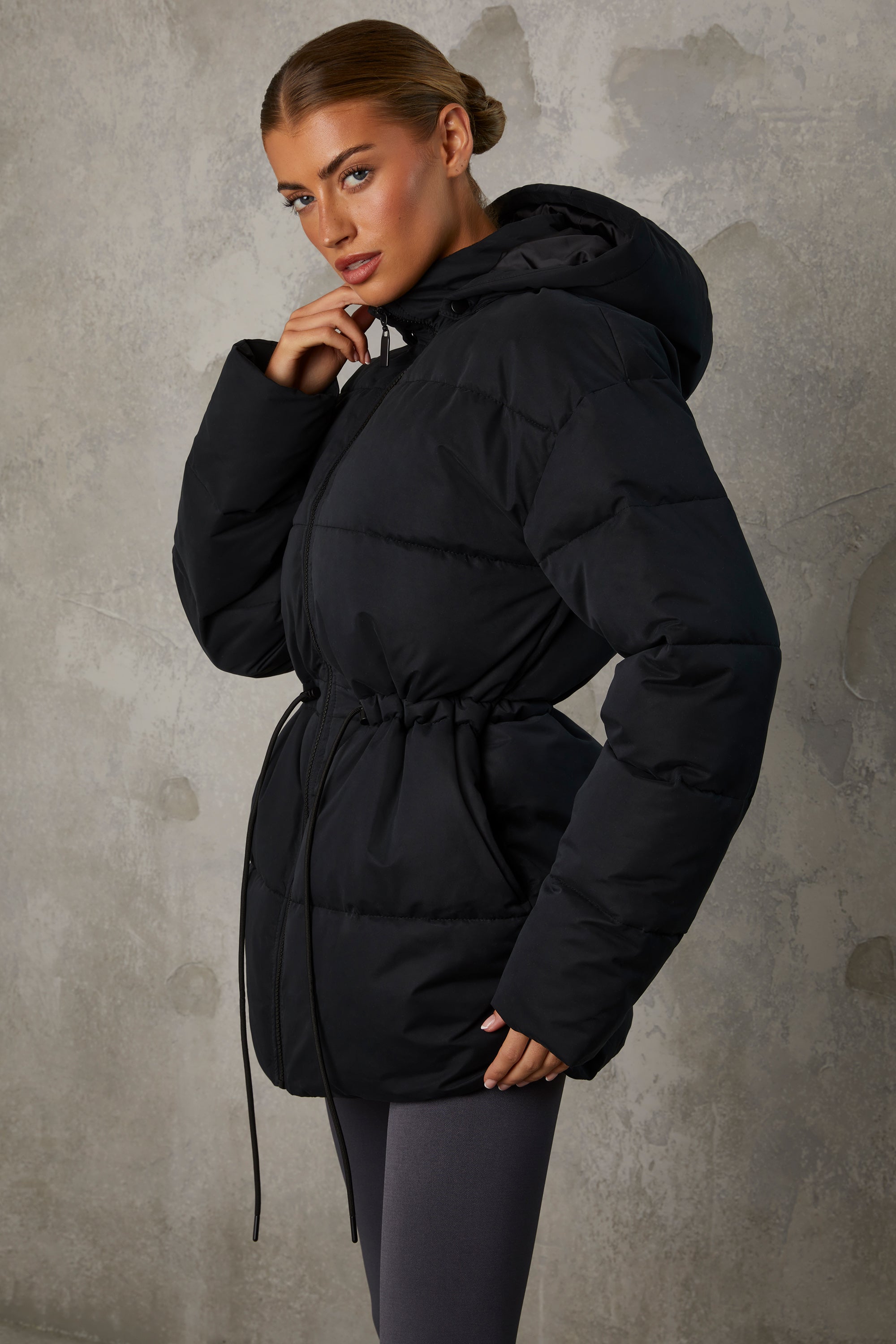 Hooded mid cheap length coat