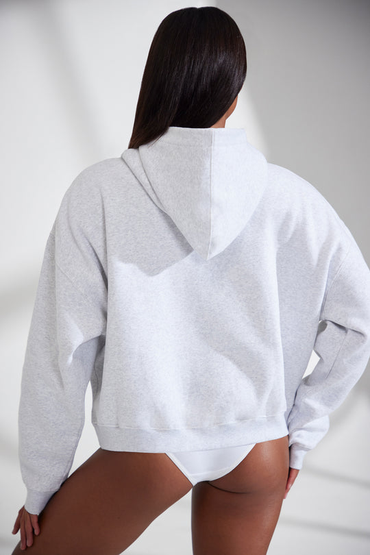 Varsity Oversized Hooded Sweatshirt in Heather Grey | Oh Polly